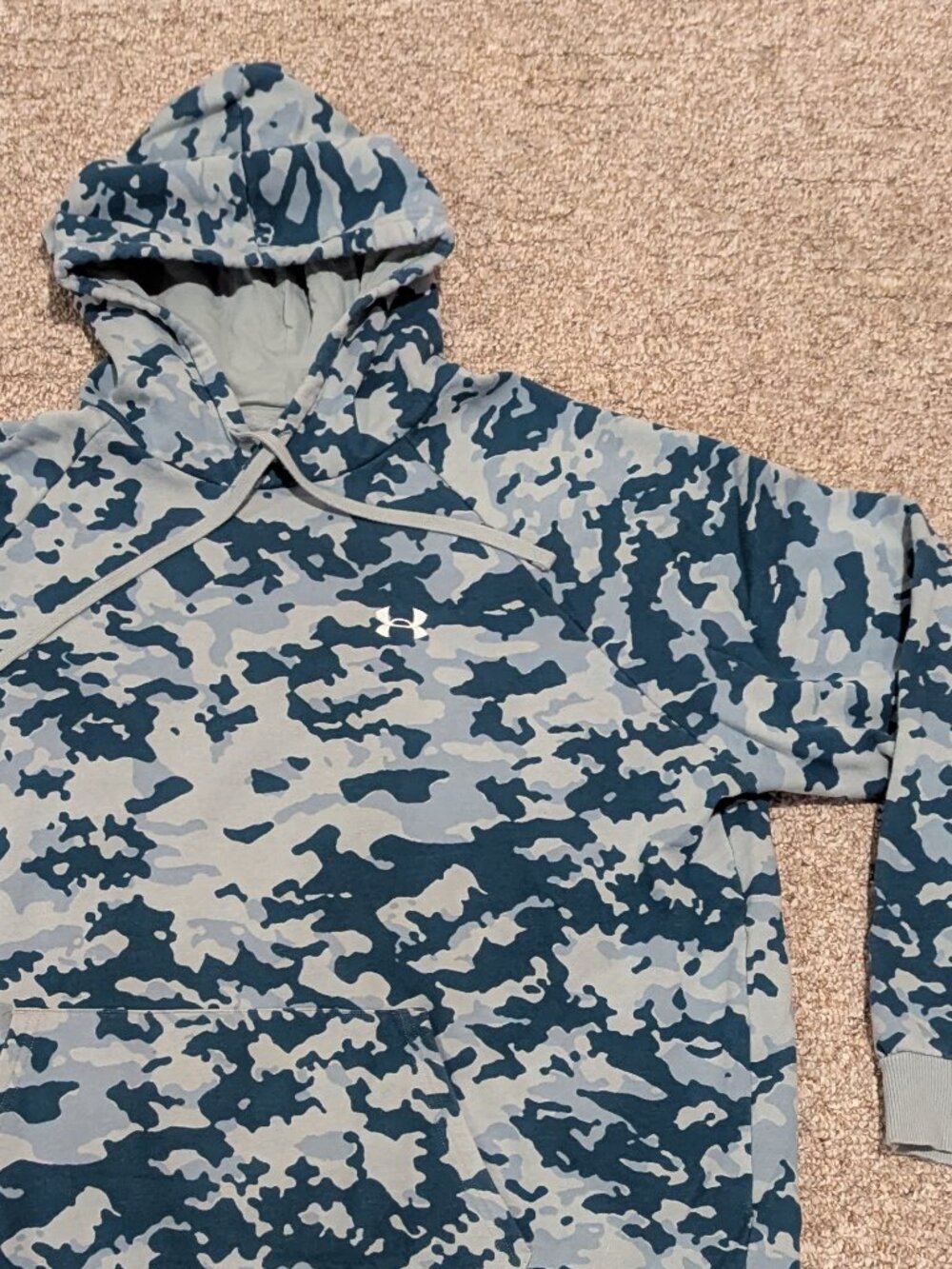 Under Armour Rival Fleece Blue Camo Logo Hoodie
